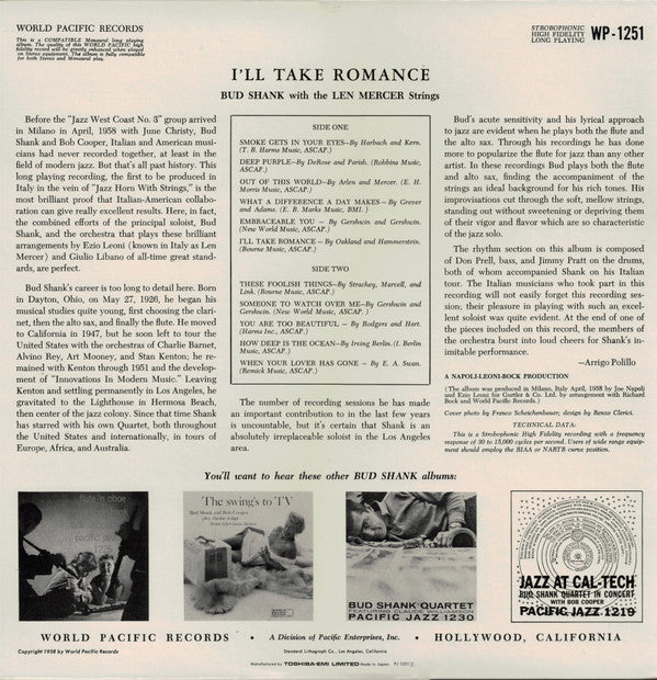 Bud Shank - I'll Take Romance (Vinyl, LP, Album, Reissue, Mono)
