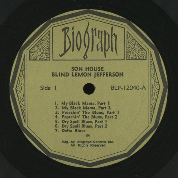 Blind Lemon Jefferson - Blind Lemon Jefferson / Son House (Vinyl, LP, Compilation) Near Mint (NM or M-) / Very Good Plus (VG+)