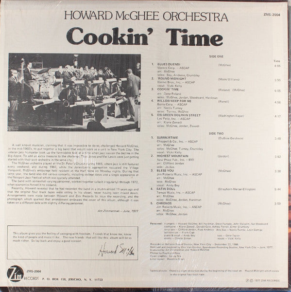 Howard McGhee And His Orchestra - Cookin' Time (Vinyl, LP, Stereo) Mint (M) / Mint (M)