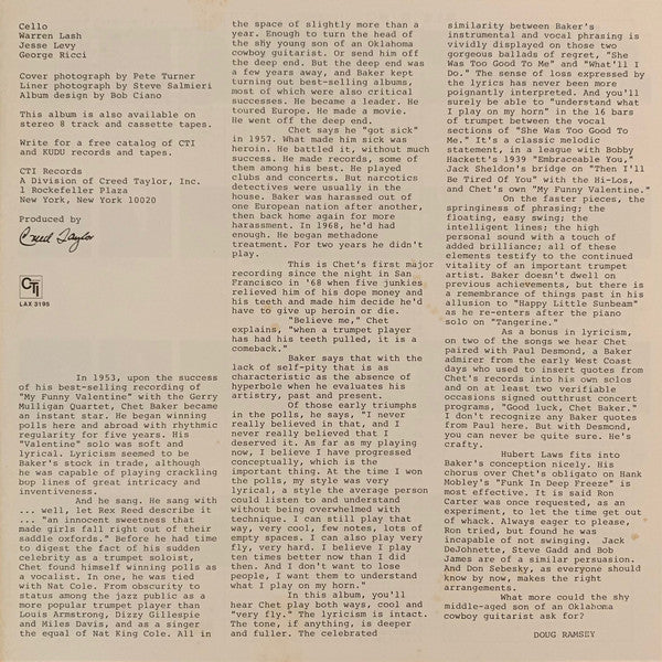 Chet Baker - She Was Too Good To Me (Vinyl, LP, Album, Limited Edition, Reissue, Stereo) Very Good Plus (VG+) / Very Good Plus (VG+)