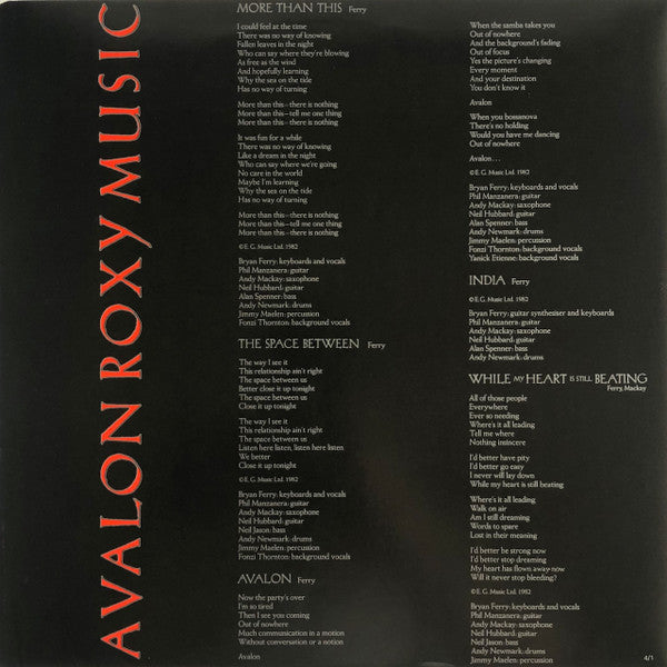 Roxy Music - Avalon (Vinyl, LP, Album, Stereo)