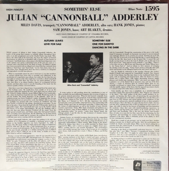 Cannonball Adderley - Somethin' Else (2xVinyl, 12", 45 RPM, Album, Limited Edition, Numbered, Reissue, Remastered, Stereo) Very Good Plus (VG+) / Near Mint (NM or M-)