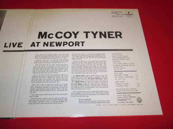 McCoy Tyner - Live At Newport (Vinyl, LP, Album, Reissue, Stereo) Very Good Plus (VG+) / Very Good Plus (VG+)