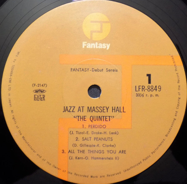 The Quintet - Jazz At Massey Hall (Vinyl, LP, Album, Mono)