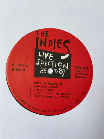 Various - The Indies Live Selection 86 To 87 (Vinyl, LP, Compilatio...