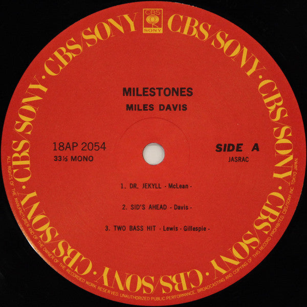 Miles Davis - Milestones (Vinyl, LP, Album, Reissue, Mono) Very Good (VG) / Very Good (VG)