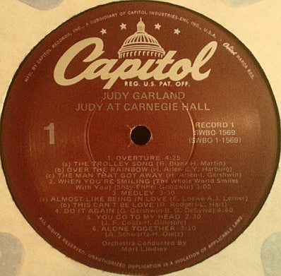 Judy Garland - Judy At Carnegie Hall - Judy In Person (2xVinyl, LP, Album, Reissue, Stereo) Very Good Plus (VG+) / Very Good (VG)