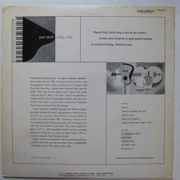 Paul Smith Quartet - Softly, Baby (Vinyl, LP, Album, Reissue, Mono) Very Good Plus (VG+) / Very Good (VG)