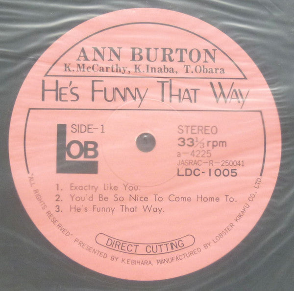 Ann Burton - He's Funny That Way (Vinyl, LP, Album, Limited Edition...