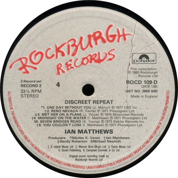 Iain Matthews - Discreet Repeat (2xVinyl, LP, Compilation, Stereo) Very Good (VG) / Good Plus (G+)