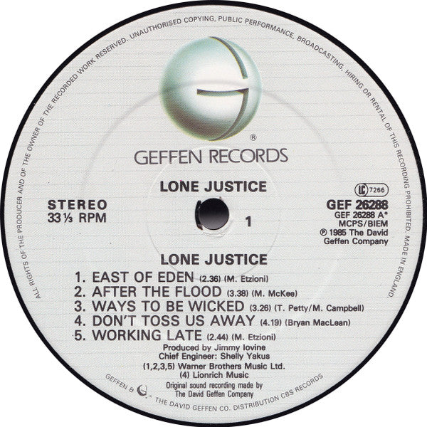 Lone Justice - Lone Justice (Vinyl, LP, Album, Stereo) Very Good (VG) / Very Good (VG)
