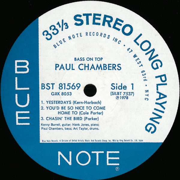 Paul Chambers Quartet - Bass On Top (Vinyl, LP, Album, Stereo, Reis...