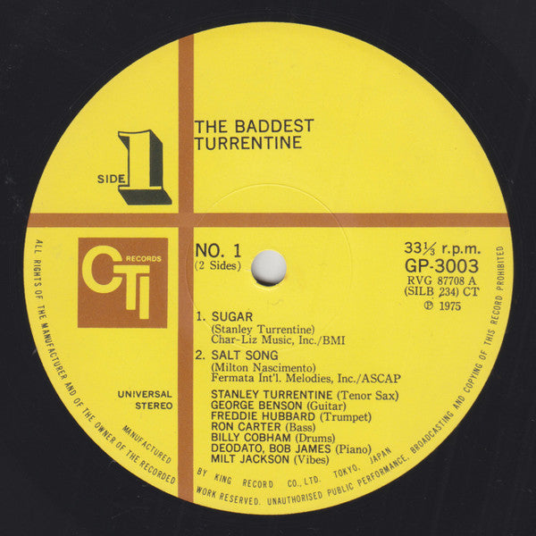 Stanley Turrentine - The Baddest Turrentine (Vinyl, LP, Compilation) Very Good Plus (VG+) / Very Good (VG)