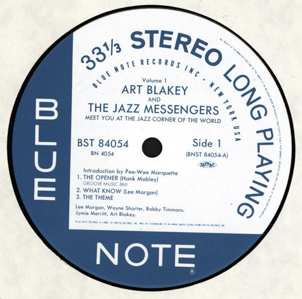 Art Blakey & The Jazz Messengers - Meet You At The Jazz Corner Of The World (Volume 1) (Vinyl, LP, Album, Stereo, Reissue, Limited Edition) Near Mint (NM or M-) / Very Good Plus (VG+)