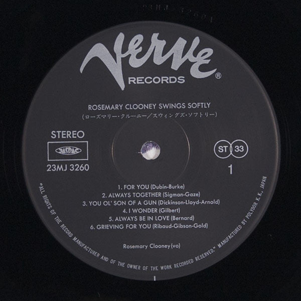 Rosemary Clooney - Swings Softly (Vinyl, LP, Album, Reissue, Stereo)