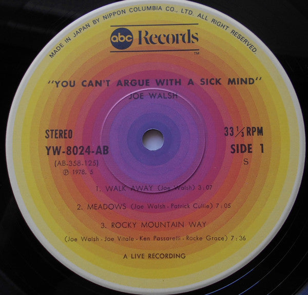Joe Walsh - You Can't Argue With A Sick Mind (Vinyl, LP, Album, Lim...