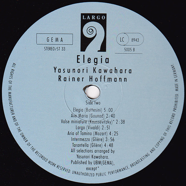 Yasunori Kawahara - Elegia (Vinyl, LP, Album) Very Good (VG) / Very Good Plus (VG+)