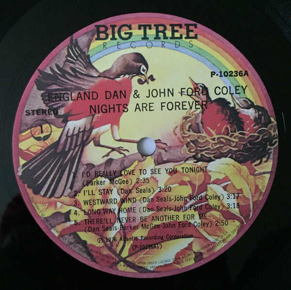 England Dan & John Ford Coley - Nights Are Forever (Vinyl, LP, Album) Very Good Plus (VG+) / Very Good Plus (VG+)