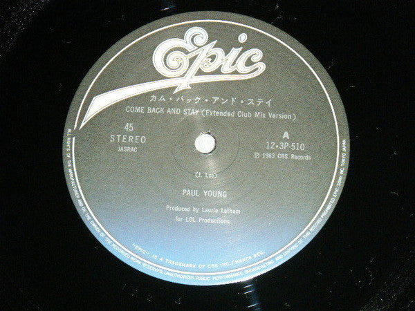 Paul Young - Come Back And Stay (Extended Club Mix Version) / Yours (Extended Club Mix Version) (Vinyl, 12") Near Mint (NM or M-) / Near Mint (NM or M-)