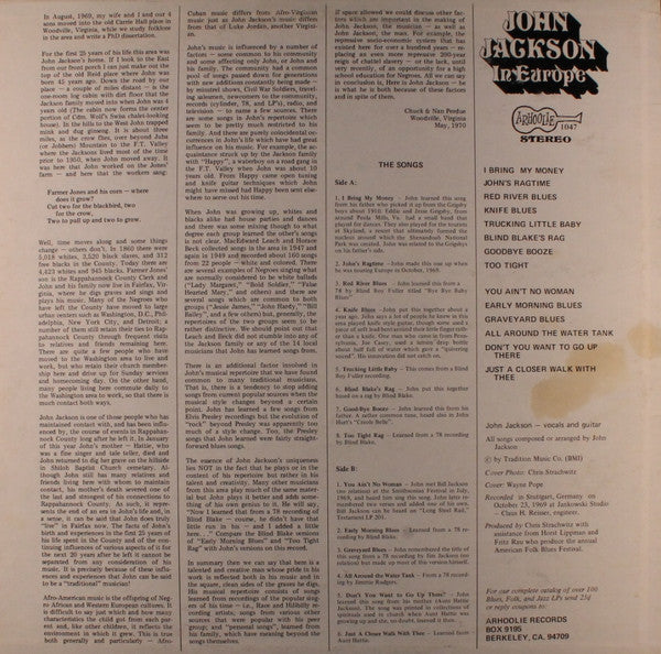 John Jackson (4) - In Europe (Vinyl, LP, Album) Very Good (VG) / Very Good (VG)