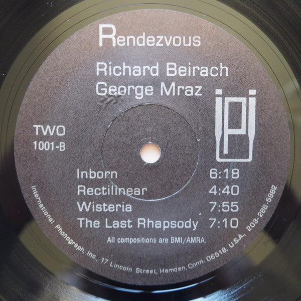 Richard Beirach - Rendezvous (Vinyl, LP) Very Good (VG) / Very Good (VG)