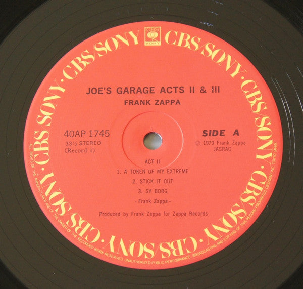 Frank Zappa - Joe's Garage Acts II & III (2xVinyl, LP, Album) Near Mint (NM or M-) / Near Mint (NM or M-)