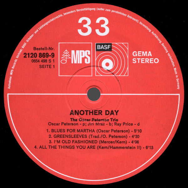 The Oscar Peterson Trio - Another Day (Vinyl, LP, Album, Stereo) Very Good Plus (VG+) / Very Good Plus (VG+)