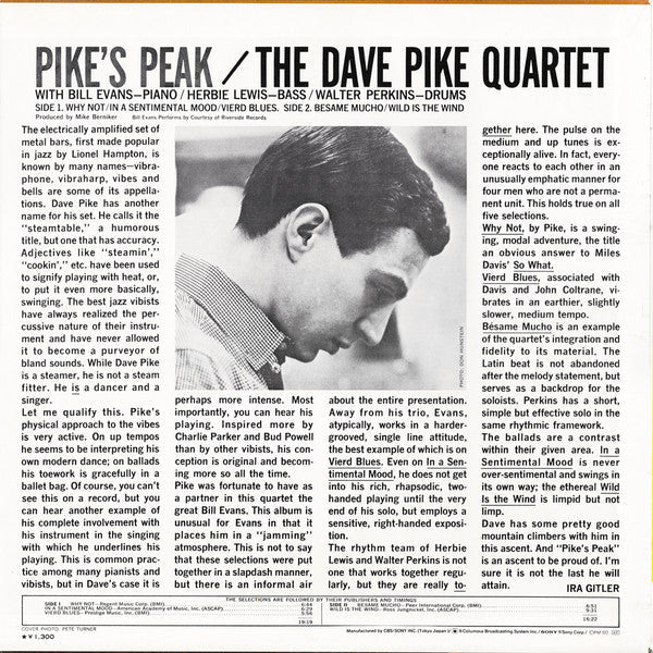 Dave Pike Quartet - Pike's Peak (Vinyl, LP, Album, Reissue)