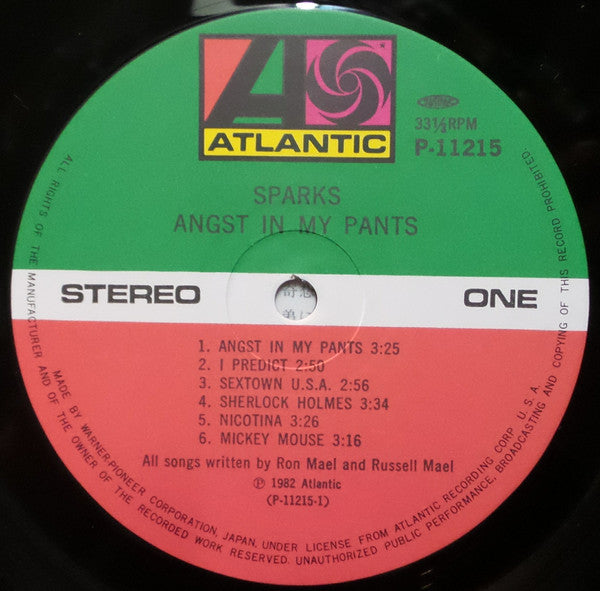 Sparks - Angst In My Pants (Vinyl, LP, Album) Very Good Plus (VG+) / Very Good (VG)