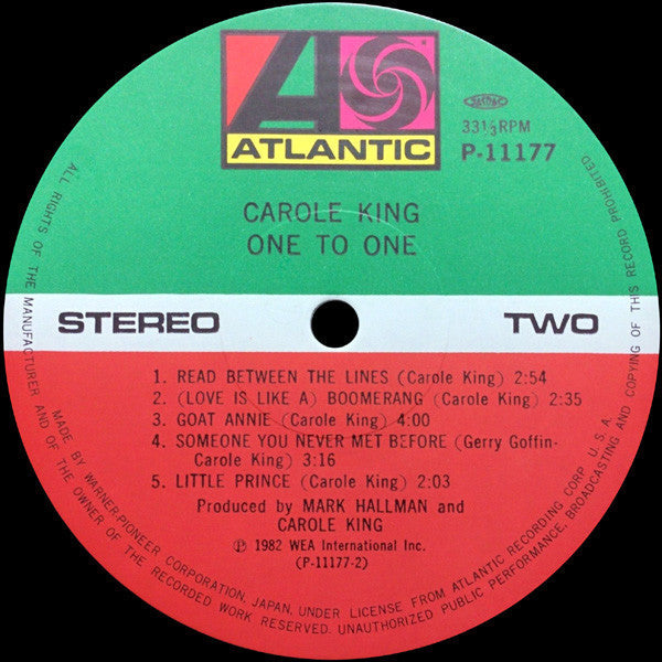 Carole King - One To One (Vinyl, LP, Album)