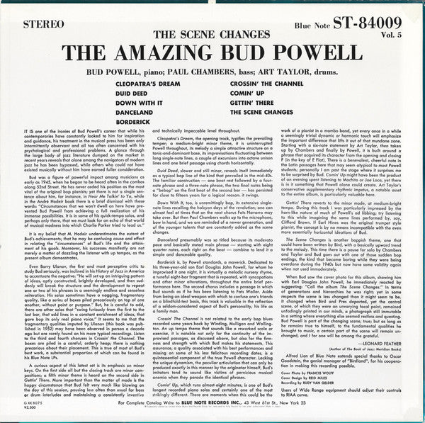 Bud Powell - The Scene Changes, Vol. 5 (Vinyl, LP, Album, Stereo, Reissue) Very Good (VG) / Very Good (VG)