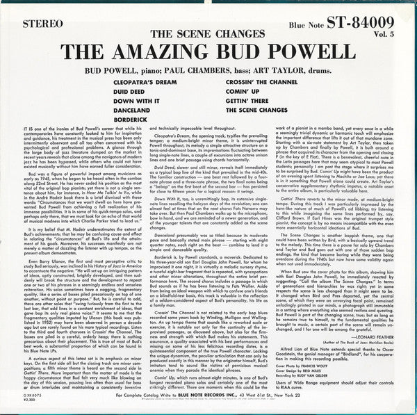 Bud Powell - The Scene Changes, Vol. 5 (LP, Album, Stereo, Reissue) - Near Mint (NM or M-) / Very Good (VG)