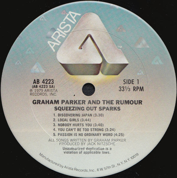 Graham Parker And The Rumour - Squeezing Out Sparks (Vinyl, LP, Album) Very Good (VG) / Very Good (VG)