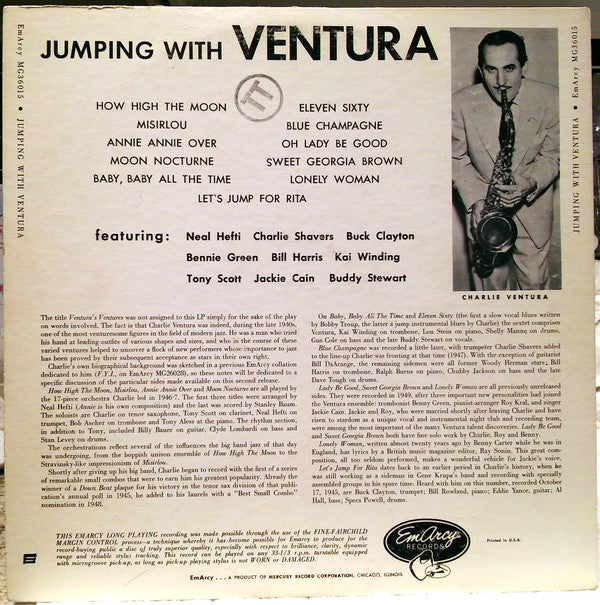 Charlie Ventura - Jumping With Ventura (Vinyl, LP, Album, Reissue) Good Plus (G+) / Very Good Plus (VG+)