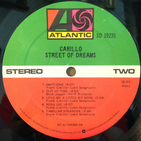 Carillo (2) - Street Of Dreams (Vinyl, LP, Album, Stereo) Very Good Plus (VG+) / Very Good Plus (VG+)
