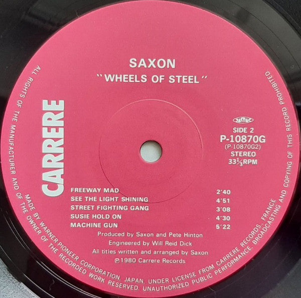 Saxon - Wheels Of Steel (Vinyl, LP, Album, Stereo)