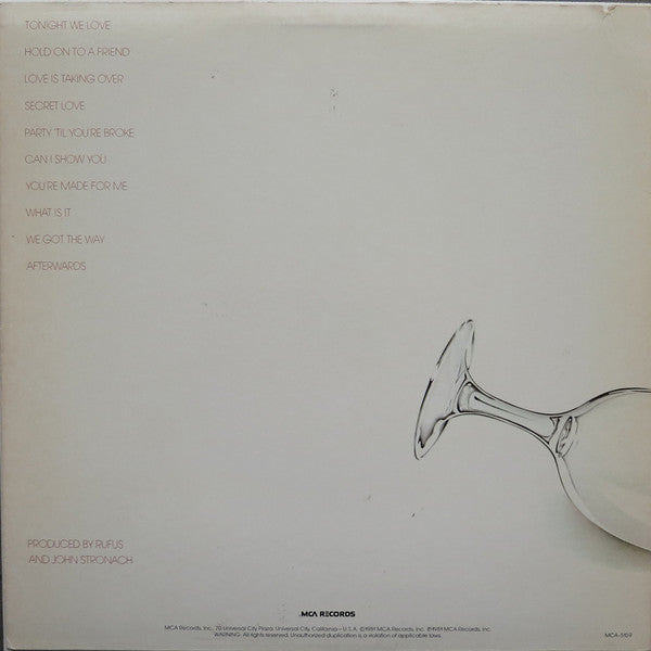 Rufus - Party 'Til You're Broke (Vinyl, LP, Album) Very Good (VG) / Very Good (VG)