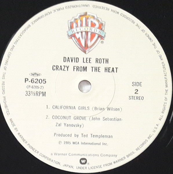 David Lee Roth - Crazy From The Heat (Vinyl, 12", 33 ⅓ RPM, EP)