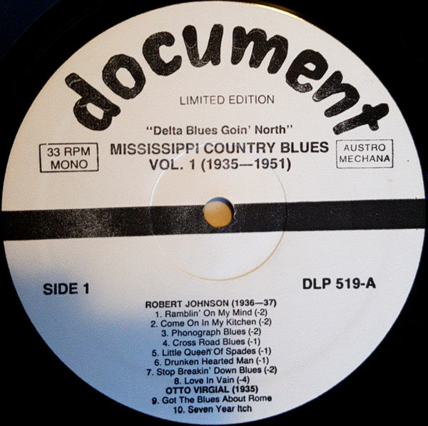 Various - "Delta Blues Goin' North" Mississippi Country Blues - Vol. 1 (1935-1951) (Vinyl, LP, Compilation, Mono, Limited Edition, Remastered) Very Good Plus (VG+) / Very Good Plus (VG+)