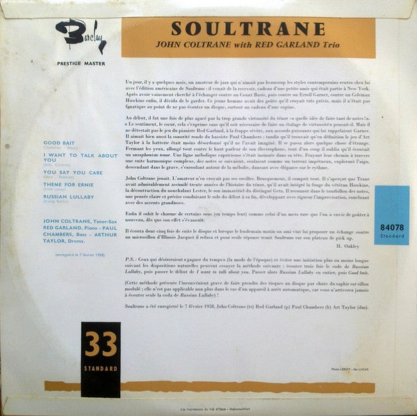 John Coltrane - Soultrane (Vinyl, LP, Album, Mono) Very Good (VG) / Very Good Plus (VG+)