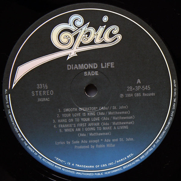 Sade - Diamond Life (Vinyl, LP, Album) Very Good Plus (VG+) / Very Good (VG)