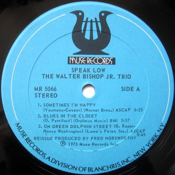Walter Bishop, Jr. - Speak Low (Vinyl, LP, Album, Reissue, Stereo) Very Good (VG) / Very Good (VG)