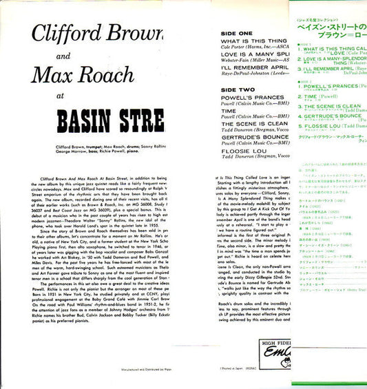 Clifford Brown And Max Roach - At Basin Street (Vinyl, LP, Album, Reissue, Mono) Very Good Plus (VG+) / Very Good (VG)