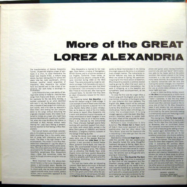 Lorez Alexandria - More Of The Great Lorez Alexandria (Vinyl, LP, Album, Stereo) Good Plus (G+) / Very Good (VG)