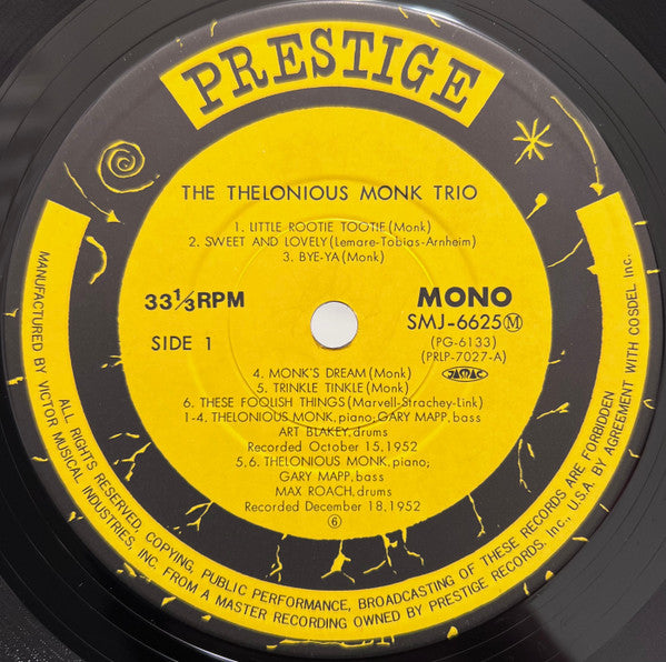 Thelonious Monk Trio - Thelonious Monk Trio (Vinyl, LP, Compilation, Reissue, Remastered, Mono) Very Good Plus (VG+) / Very Good (VG)