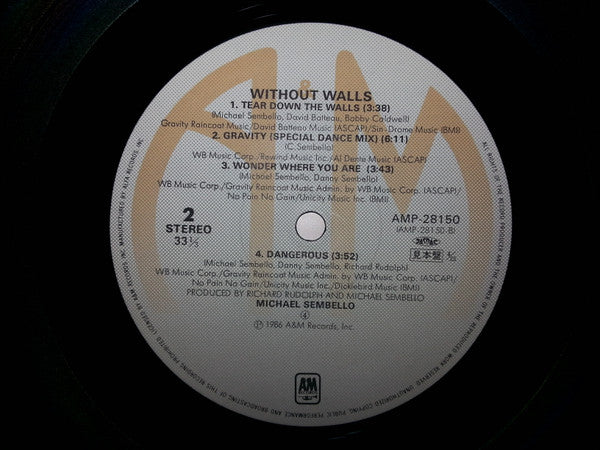 Michael Sembello - Without Walls (Vinyl, LP, Album, Promo) Very Good Plus (VG+) / Good Plus (G+)