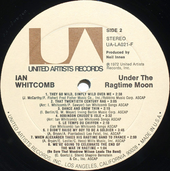 Ian Whitcomb - Under The Ragtime Moon (Vinyl, LP, Album) Very Good (VG) / Very Good (VG)