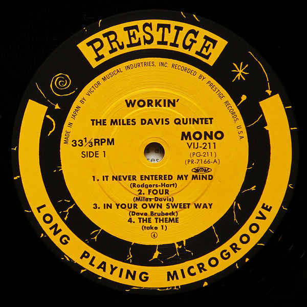 The Miles Davis Quintet - Workin' With The Miles Davis Quintet (Vinyl, LP, Album, Mono, Reissue) Very Good Plus (VG+) / Very Good (VG)