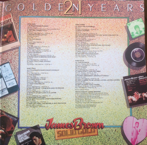 James Brown - Solid Gold (30 Golden Hits - 21 Golden Years) (2xVinyl, LP, Compilation, Reissue, Remastered, Stereo, Mono) Very Good (VG) / Very Good (VG)