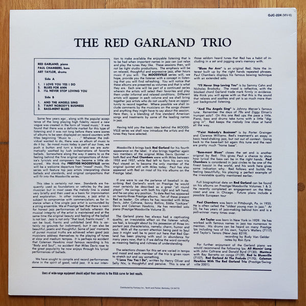 The Red Garland Trio - Moodsville Volume 6 (Vinyl, LP, Album, Reissue) Very Good (VG) / Very Good Plus (VG+)